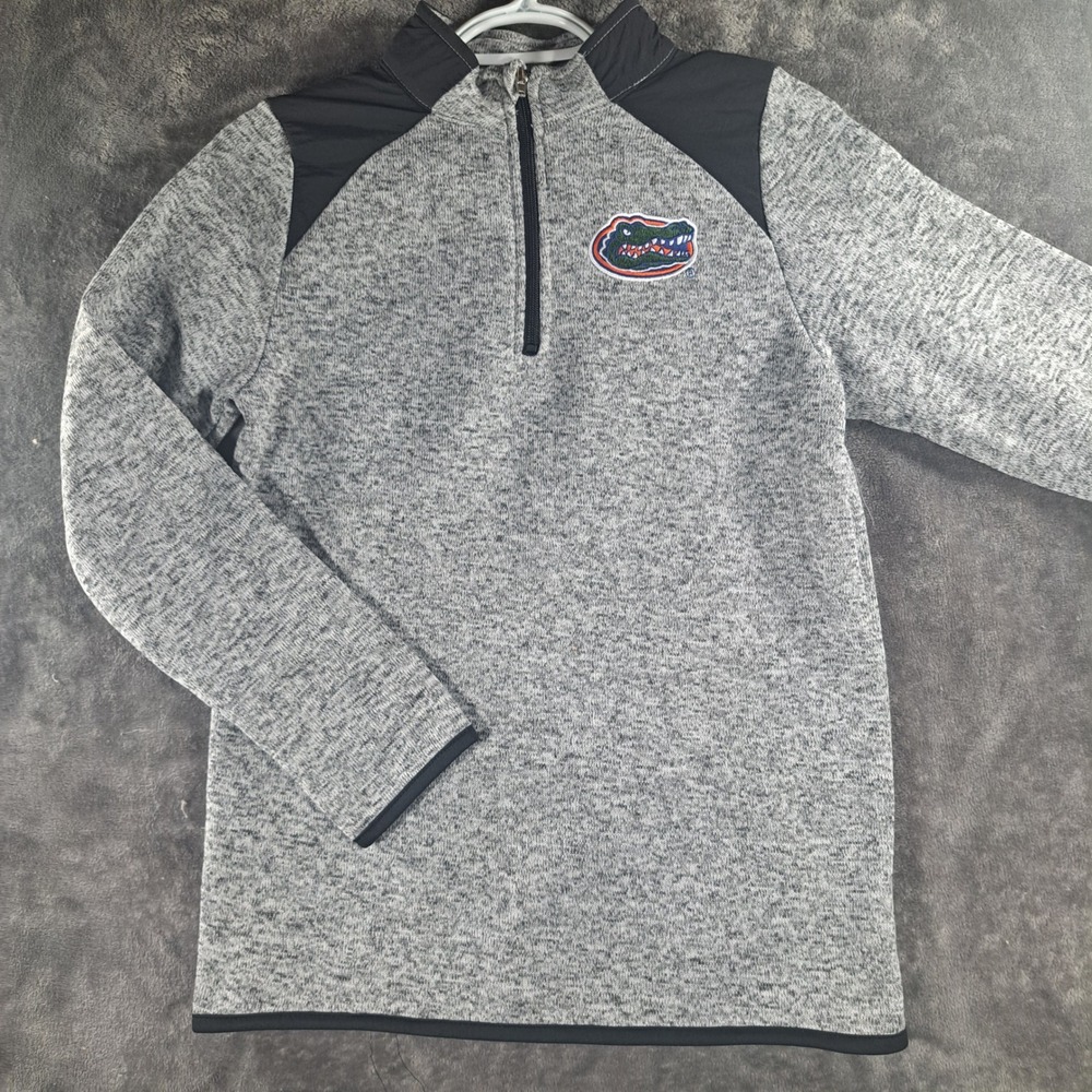 Team Athletics Florida Gators Boys L 12/14 Gray 1/4 Zip Pullover Sporty NCAA